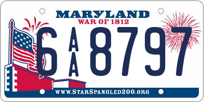 MD license plate 6AA8797