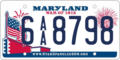 MD license plate 6AA8798