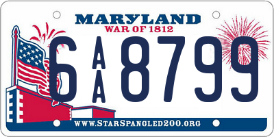 MD license plate 6AA8799