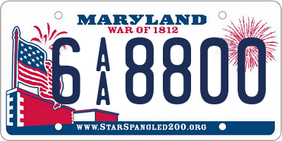 MD license plate 6AA8800