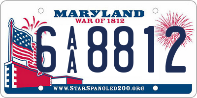 MD license plate 6AA8812