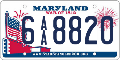 MD license plate 6AA8820