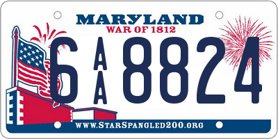 MD license plate 6AA8824