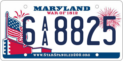 MD license plate 6AA8825