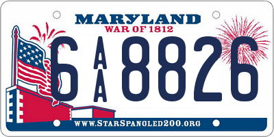 MD license plate 6AA8826