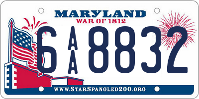 MD license plate 6AA8832