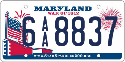 MD license plate 6AA8837