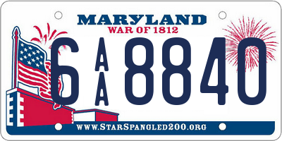 MD license plate 6AA8840