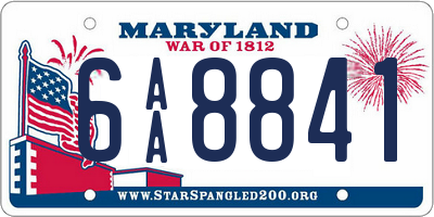 MD license plate 6AA8841