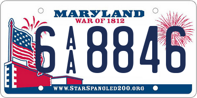 MD license plate 6AA8846