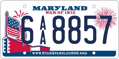 MD license plate 6AA8857