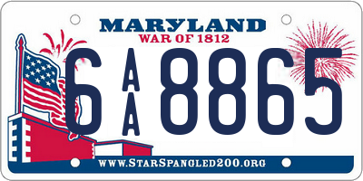 MD license plate 6AA8865