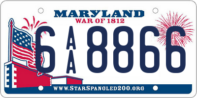 MD license plate 6AA8866