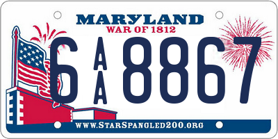 MD license plate 6AA8867