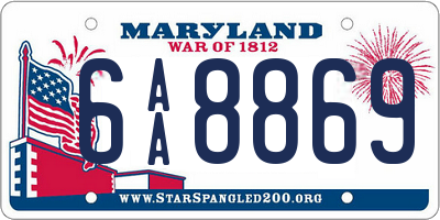 MD license plate 6AA8869