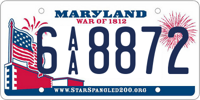 MD license plate 6AA8872