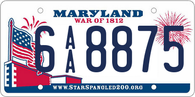 MD license plate 6AA8875