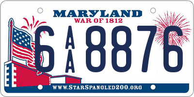 MD license plate 6AA8876