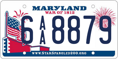 MD license plate 6AA8879