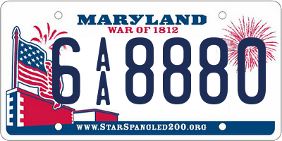 MD license plate 6AA8880