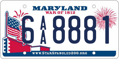 MD license plate 6AA8881