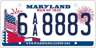 MD license plate 6AA8883