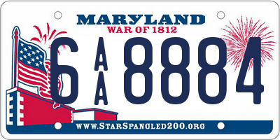 MD license plate 6AA8884