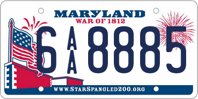 MD license plate 6AA8885