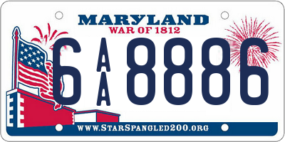 MD license plate 6AA8886