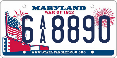 MD license plate 6AA8890