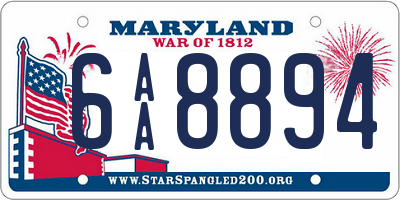 MD license plate 6AA8894