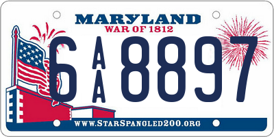 MD license plate 6AA8897