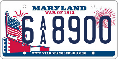 MD license plate 6AA8900