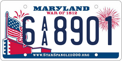 MD license plate 6AA8901