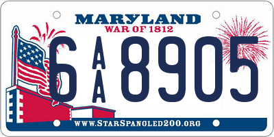 MD license plate 6AA8905