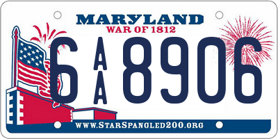 MD license plate 6AA8906