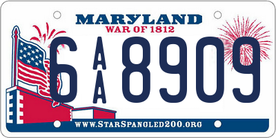 MD license plate 6AA8909