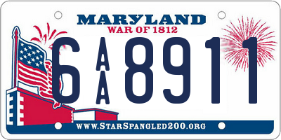 MD license plate 6AA8911