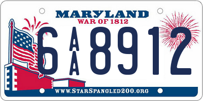 MD license plate 6AA8912