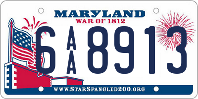 MD license plate 6AA8913