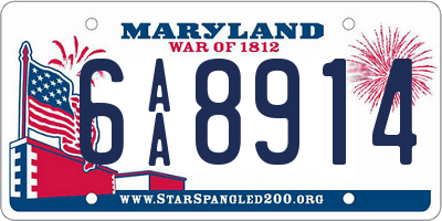 MD license plate 6AA8914