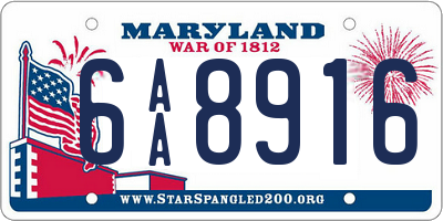 MD license plate 6AA8916