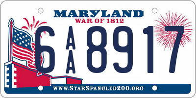 MD license plate 6AA8917