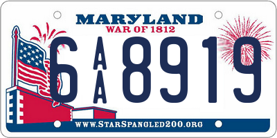 MD license plate 6AA8919