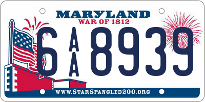 MD license plate 6AA8939