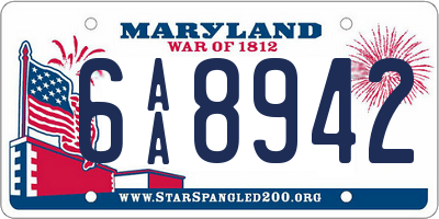 MD license plate 6AA8942