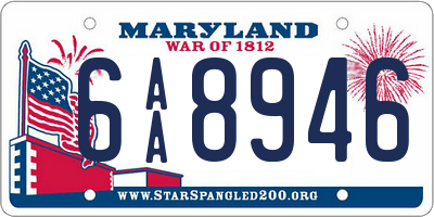 MD license plate 6AA8946