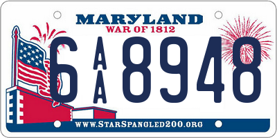 MD license plate 6AA8948