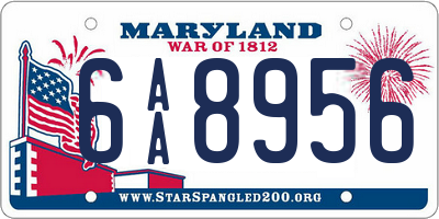 MD license plate 6AA8956