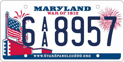 MD license plate 6AA8957